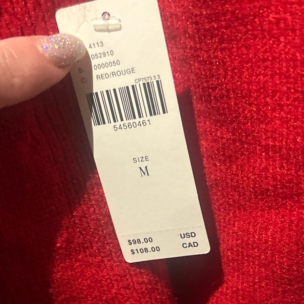 Anthropologie Rebekah Knit Pullover Curve Hem Tunic Sweater Red Size Medium NWT - Picture 9 of 9